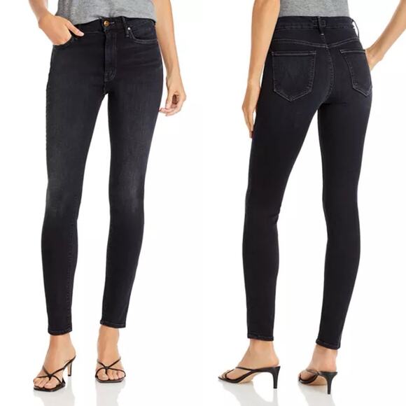 MOTHER Jeans Womens 26 High Waisted Looker Coffee Tea Or Me Denim Dark Blue Wash - Picture 1 of 14